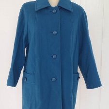 Piękny wełniany turkusowy płaszcz Aquascutum, wool