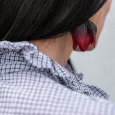 Romantyczne ciemno-czerwone kolczyki kwiatowe TULIPANY premium