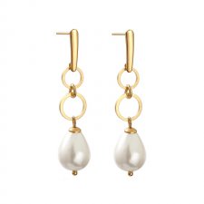 Pozłacane kolczyki z perłami seashell c1086