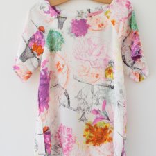 White Stuff bluzka vintage kolibry ptaki