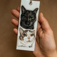 Najlepszy prezent dla czytelnika - PortreTulki podwójna zakładka z portretem pupila malowana na zamówienie