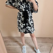 Zizzi L 40 sukienka czarna biała szeroka