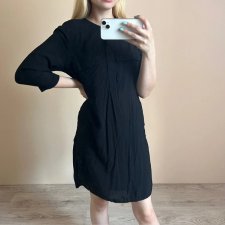H&M  34 XS 100% wiskoza czarna długa sukienka klasyczna przyjemna