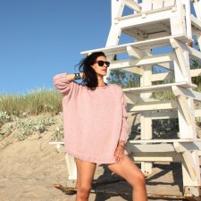 SWETER HANDMADE OVERSIZE PUDROWY RÓŻ