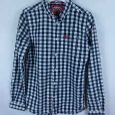 Superdry koszula biało-granatowa kratka bawełna / S