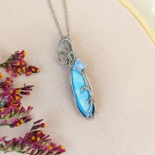 Naszyjnik Masa perłowa stal chirurgiczna wisiorek handmade wirewrapping