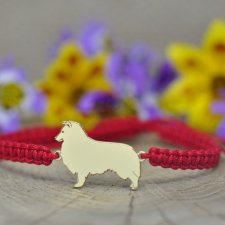 Owczarek szetlandzki / Sheltie - bransoletka z psem, srebro 925 pozłacane