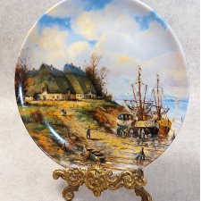 TIRSCHENREUTH PORCELANOWY KOLEKCJONERSKI TALERZ - RYBACY NA TERPIE - FELDKAMP