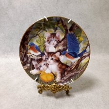 PORCELANOWY KOLEKCJONERSKI TALERZ FRANKLIN MINT SPROVACH SPINNING A YARN KITTENS