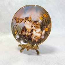 PORCELANOWY KOLEKCJONERSKI TALERZ FRANKLIN MINT - Sprovach "Chasing Butterflies"