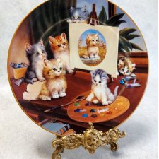 PORCELANOWY KOLEKCJONERSKI TALERZ Seltmann Weiden - Koty - Miłośnicy puszystej sztuki
