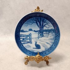 ROYAL COPENHAGEN Dekoracyjny talerz HARE I VINTERLANDSKAB, HARE IN WINTER 1971