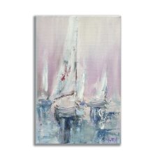 Obraz ręcznie malowany  20x30cm żagle morze