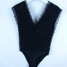 ZARA Trafaluo czarne koronkowe body / S