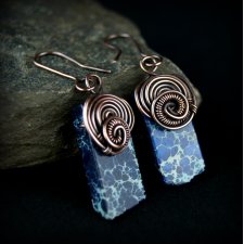 Jaspis lazurowe wybrzeże kolczyki wire wrapping