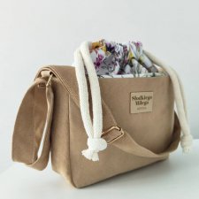 Torebka SOFIA Spring Maedow - mała beżowa torebka z kominem z nubuku