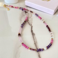Naszyjnik choker kamienie naturalne różowe kwarc