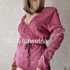 Cream sweterek ciemny brudny róż cieniowany bawełna XL 42
