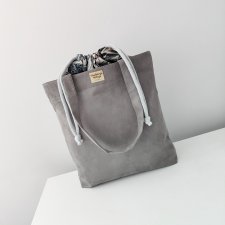 Torba HANA Monkey & Banana Tree- duża szara torba z kominem z nubuku