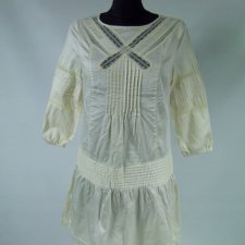 Love Label płócienna tunika sukienka mini ecru bawełna 8 / 36
