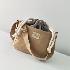 Torebka SOFIA Beige - mała beżowa torebka z kominem z nubuku