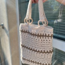 Torba szydełkowa handmade ze sznurka bawełnianego i jutowego