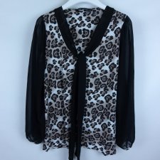NEXT bluzka jersey panterka rękawy szyfonowe  16 / 44