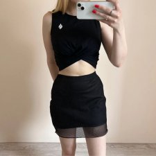 Chilin S 36 spódniczka krótka czarna z siatką obcisła wysoki stan