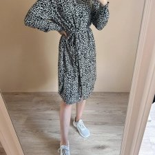 Lindex 38 M 100% wiskoza sukienka na guziki midi wiązana w pasie zapinana na guziki