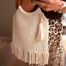 Torebka ze sznurka boho do ręki ecru złamana biel
