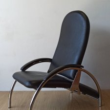 Fotel, leżanka, szezlong skóra, chrom lata 70.