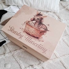 ZEBRA drewniany kuferek pojemnik na zabawki
