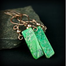 Jaspis lazurowe wybrzeże kolczyki wire wrapping