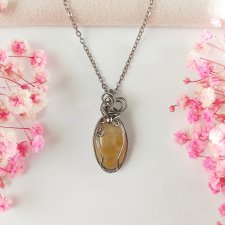 Naszyjnik Kwarc Rutylowy stal chirurgiczna wisiorek handmade wirewrapping