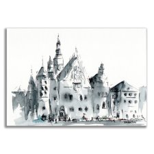 Grafika ręcznie malowana "Wrocław" z ramą
