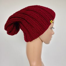 Bordowa ściągaczowa czapka unisex