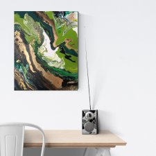DUCH LASU V Abstrakcja ekspresyjna 40x50 cm autorski obraz akrylowy na płótnie
