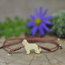 Owczarek francuski Briard - bransoletka z psem, srebro 925 pozłacane