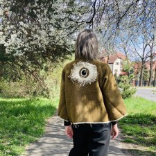 Kimono wełna bawełna oko frędzle