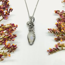 Naszyjnik Kamień Księżycowy 1 stal chirurgiczna wisiorek handmade wirewrapping