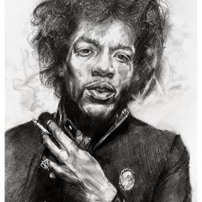Jimi Hendrix - Seria IKONY (A3) - rysunek ręcznie wykonany, na prezent, dla miłośnika muzyki