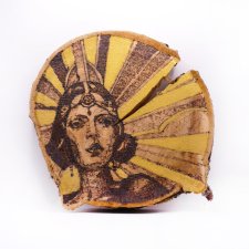 Golden Woman - pirografia (15x15 cm) - obraz wypalany na drewnie, woodburning, pyrography art