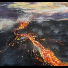 Wulkan I (Volcano I - 60x80) - obraz ręcznie malowany na płótnie, do salonu, do sypialni