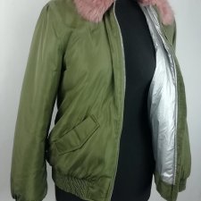 ZARA Kurtka ocieplana z futrzanym kołnierzem Zara Girls Petite
