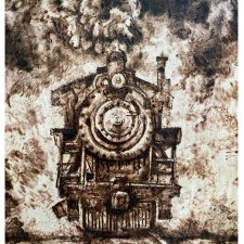Lumiere - pirografia (30x25 cm) - obraz wypalany na drewnie, woodburning, pyrography art