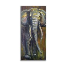Obraz olejny ręcznie malowany 34x67 "Słoń" + rama drewniana