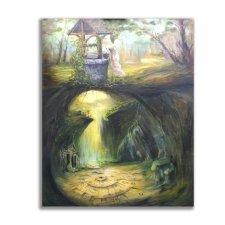Obraz olejny ręcznie malowany 92x125 cm autorski oryginalny runy drzewo + rama drewniana!