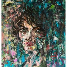 Flora (80x60) - obraz ręcznie malowany na płótnie, do salonu, do sypialni
