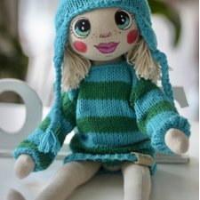 Unikatowa Lalka Ręcznie Robiona - Szmaragdka, Idealny Prezent, 40 cm