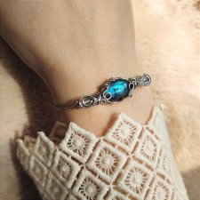 Bransoletka Labradoryt 1 stal chirurgiczna handmade wirewrapping